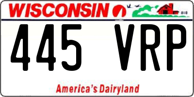 WI license plate 445VRP