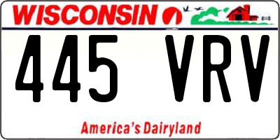 WI license plate 445VRV