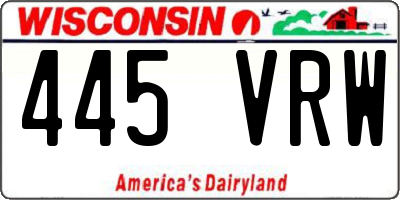 WI license plate 445VRW