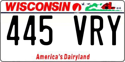 WI license plate 445VRY