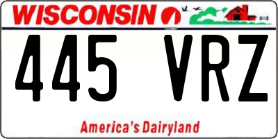 WI license plate 445VRZ