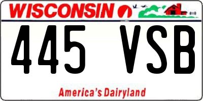 WI license plate 445VSB