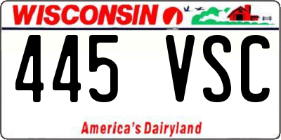 WI license plate 445VSC