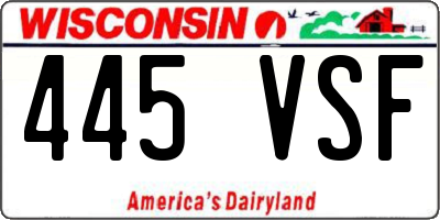 WI license plate 445VSF