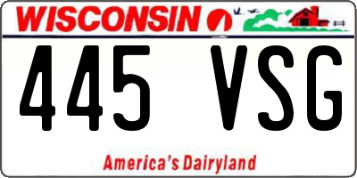 WI license plate 445VSG