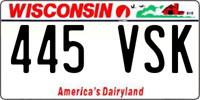 WI license plate 445VSK