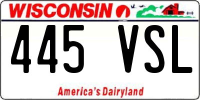 WI license plate 445VSL