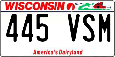 WI license plate 445VSM