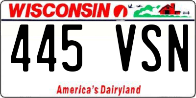WI license plate 445VSN
