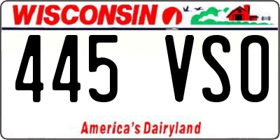 WI license plate 445VSO