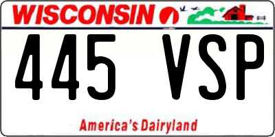 WI license plate 445VSP