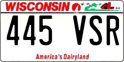 WI license plate 445VSR