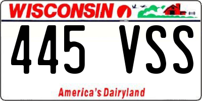 WI license plate 445VSS
