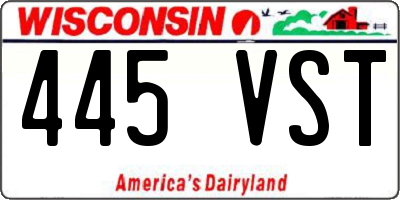 WI license plate 445VST