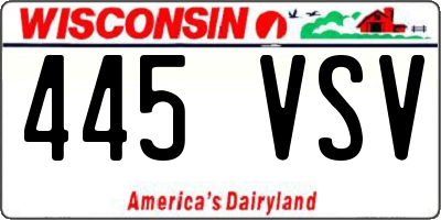 WI license plate 445VSV