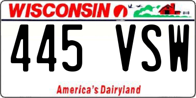 WI license plate 445VSW