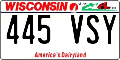 WI license plate 445VSY