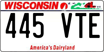 WI license plate 445VTE