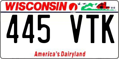 WI license plate 445VTK