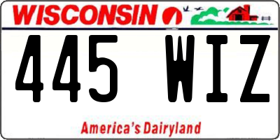WI license plate 445WIZ