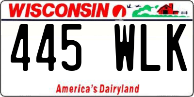WI license plate 445WLK
