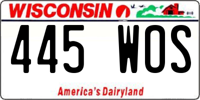 WI license plate 445WOS
