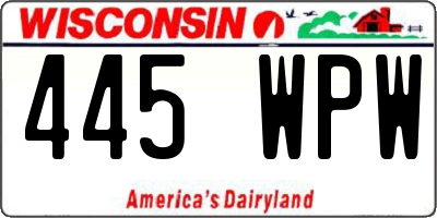 WI license plate 445WPW
