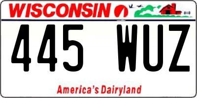 WI license plate 445WUZ