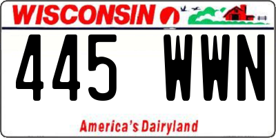 WI license plate 445WWN
