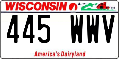 WI license plate 445WWV