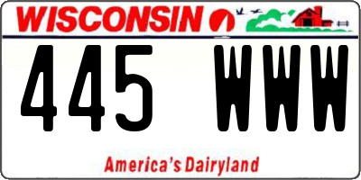 WI license plate 445WWW
