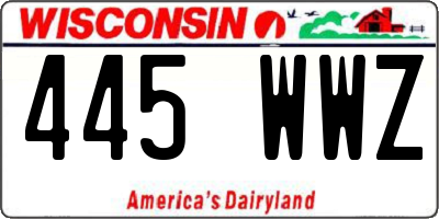 WI license plate 445WWZ