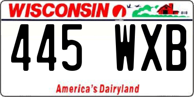 WI license plate 445WXB