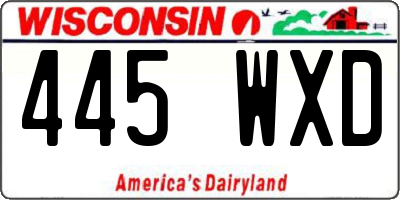 WI license plate 445WXD