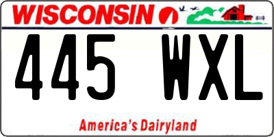WI license plate 445WXL