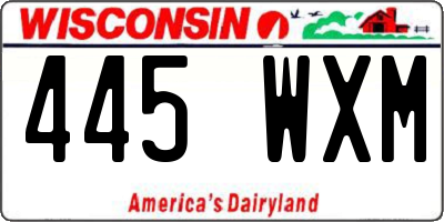 WI license plate 445WXM