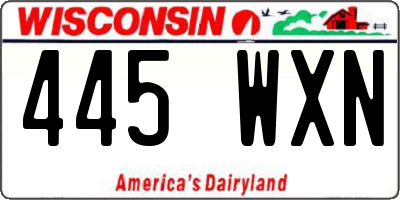 WI license plate 445WXN
