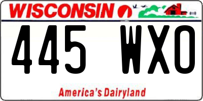 WI license plate 445WXO