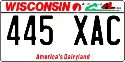WI license plate 445XAC