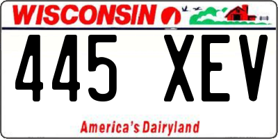 WI license plate 445XEV