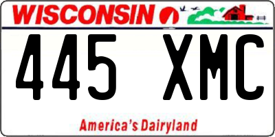 WI license plate 445XMC