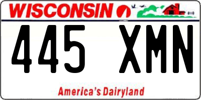 WI license plate 445XMN
