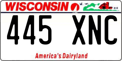 WI license plate 445XNC