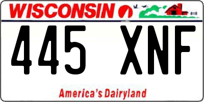 WI license plate 445XNF
