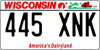 WI license plate 445XNK