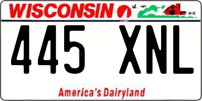 WI license plate 445XNL