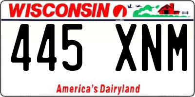 WI license plate 445XNM