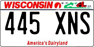 WI license plate 445XNS