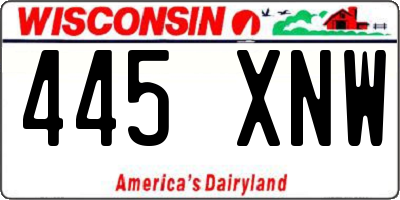 WI license plate 445XNW