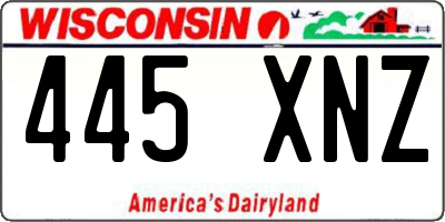 WI license plate 445XNZ